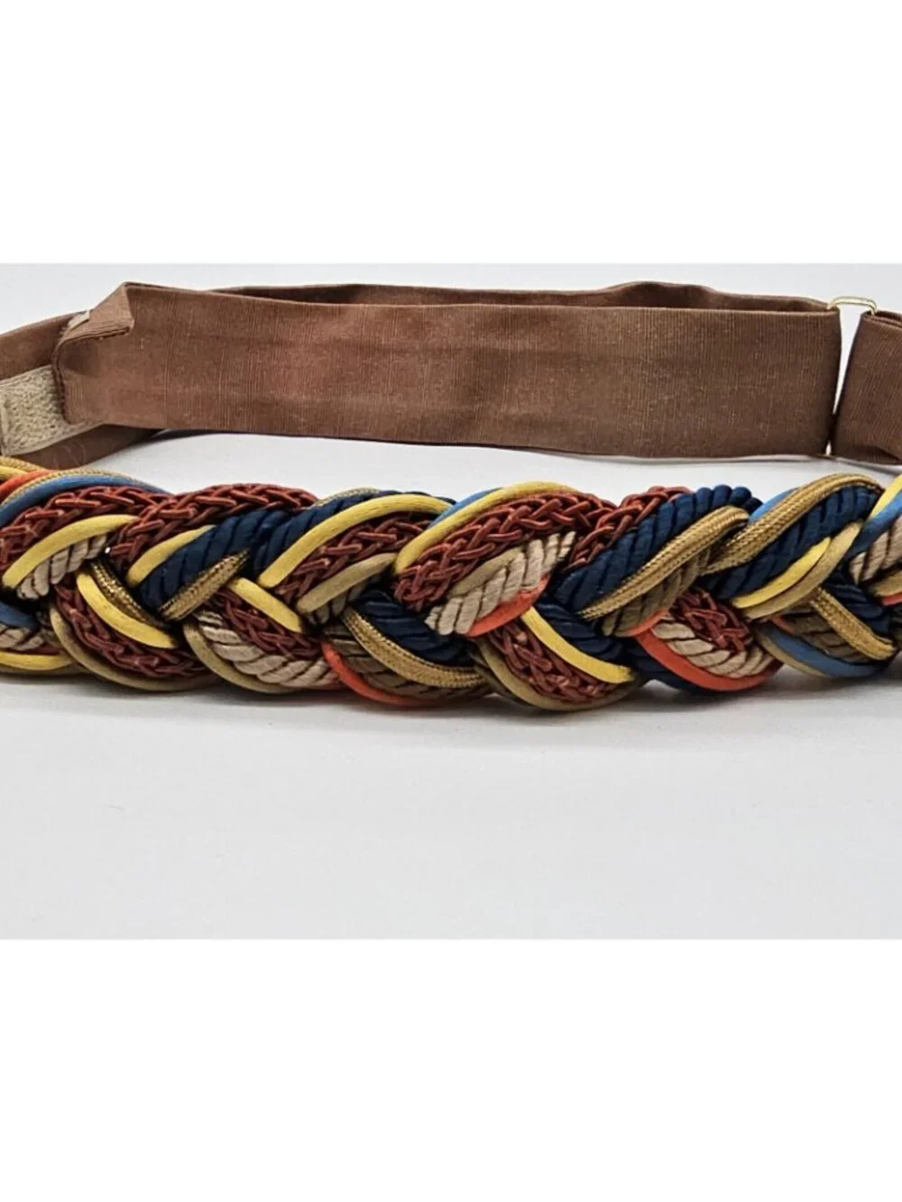Carolyn Tanner Designs Inc Belt Brown Gold Braided Adjustable 80s Statement Belt